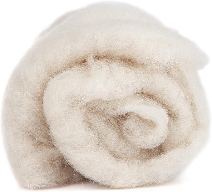 Desert Breeze Distributing Maori Wool Carded Batting, 100% Natural New Zealand Wool Made by DHG in Italy for Needle Felting, 3.5 OZ, 27 Micron, Color Sand