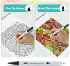 Water-based Ink Brush Markers Pens for Kids Adult, 60 Colors Dual Tip Drawing Markers for Sketching Coloring Note-taking Calligraphy, Office & School Supplies