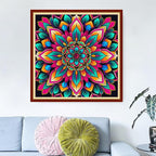 Dimensean Stamped Cross Stitch Kits Full Range of Embroidery Patterns Starter Kits for Beginners Adult or Kids DIY Cross Stitches Needlepoint Kits 11CT-Magic Mandala 18x18 inch