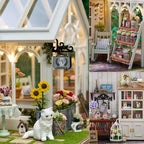 TuKIIE DIY Miniature Dollhouse Kit with Furniture, 1:24 Scale Creative Room Wooden Doll House Plus Dust Proof & Music Movement for Kids Teens Adults(Sunshine Greenhouse)