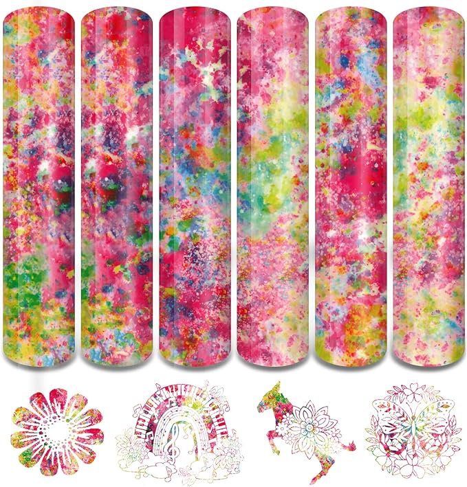 Tintnut Splash Heat Transfer Vinyl - 6 Sheets 10x12 Inch HTV Ink Watercolor Iron On Vinyl for T-Shirts Hats Clothes,for Cricut & Silhouette Cameo