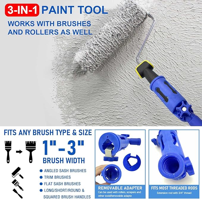 Multi-Angle Paint Brush Extender, 1 PCS Extension Pole Attachments for Paint Brushes and Rollers, with Rotating Head, Great for High Ceilings, Corners, Edges