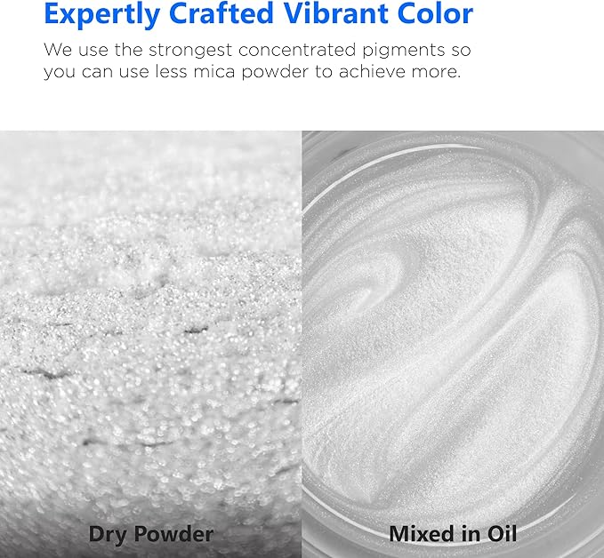 Rolio Premium White Mica Powder - Ice Crystals (100G / 3.5 oz) - 1 Jar of White Pigment Powder for Epoxy Resin, Dye, Soap Making, Nail Polish, Paint, Candle Making, Bath Bombs, Slime