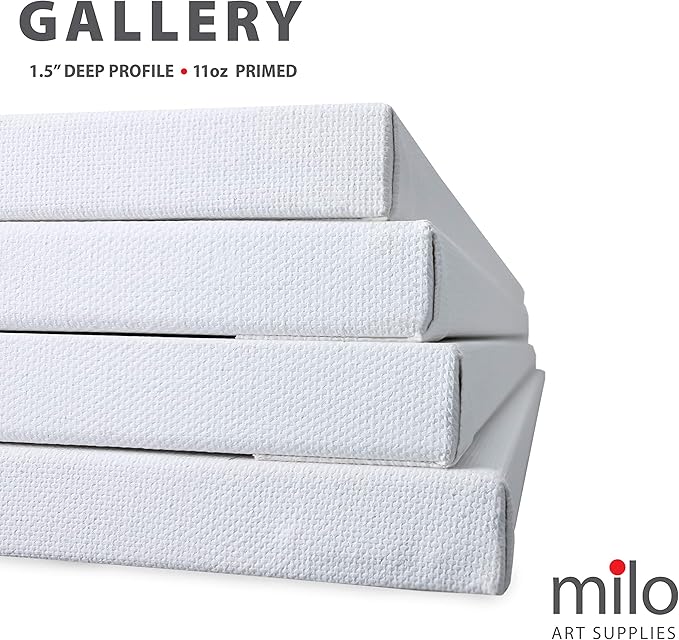 milo Stretched Artist Canvas | 30x40 inches | 4 Pack | 1.5” inch Thick Gallery Profile | 11 oz Primed Large Canvases for Painting, Ready to Paint Art Supplies for Acrylic, Oil