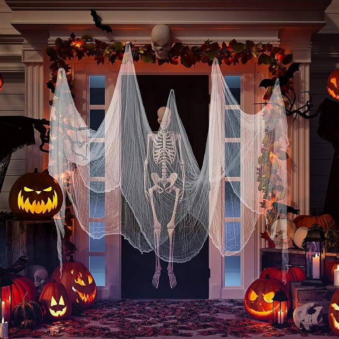 Boao Halloween Cheese cloth 29.92 x 590.55 Inch White Cheesecloth Roll for Crafts Large Cotton Muslin Gauze Fabric for Halloween Outdoor & Indoor Spooky Decoration