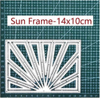 Cutting Dies Metal Stencils Scrapbooking Tools Flowers Lace Frame DIY Embossing Template for Paper Card Making Album Arts Crafts Supplies (Sun Frame-14x10cm)
