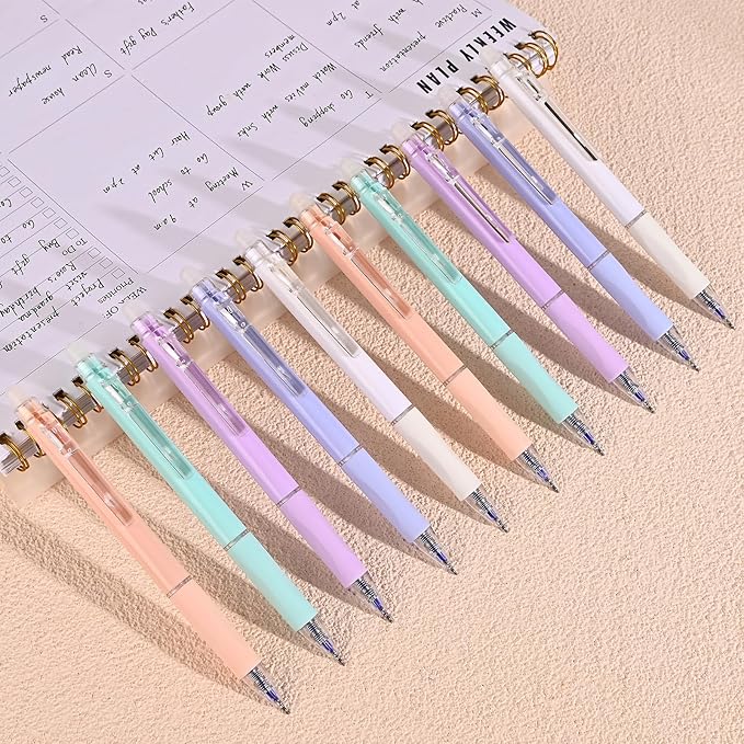 Temiary 10 Pcs Retractable Erasable Gel Pens, Fine Point 0.5 mm, Make Mistakes Disappear, Smooth Writing Gel Pen with Eraser for Journaling Note Taking Marking Planner Crossword Puzzles (Blue Ink)
