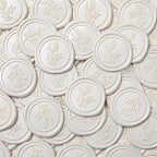 PONATIA Ivory Wax Seal Stickers - Wedding Envelope Seal Stickers, 50 Pcs Self- Adhesive Wax Seals, Perfect for Invitation Cards, Christmas Cards, Gift Wrapping, Party Menu Decor