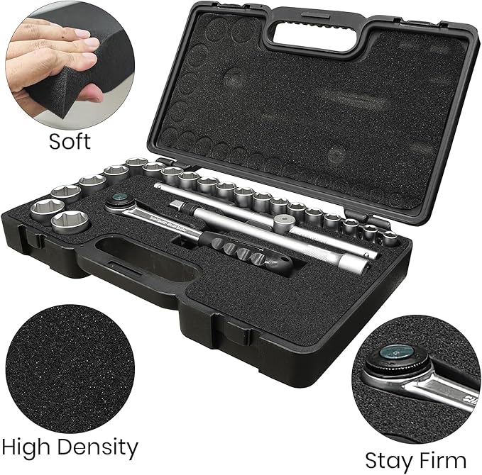 3 Pcs 16 x 12 x 2 Inches Foam Inserts for Cases - Polyurethane Foam Packing Foam Black Craft Foam Sheets for Packing Padding 2 Inch Thick for Camera Toolbox Storage