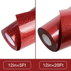 TORC Red Glitter HTV Heat Transfer Vinyl Roll 12 inch x 5 ft Iron on Vinyl for T Shirts Crafts