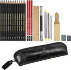 Heshengping, Sketching and Drawing Pencils Set-26pcs,Art Supplies Drawing Kit,Graphite Charcoal Professional Pencils Set, Adults Beginners Artist