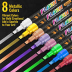 SFAIH Liquid Chalk Markers [1-Second Wet Wipe] - 6mm 30 Colors [Neon+Pastel+Metallic], No Residue, Zero Dust Chalkboard Markers for Whiteboard, Windows, Glass, Signs, With Highlighter Color Marker
