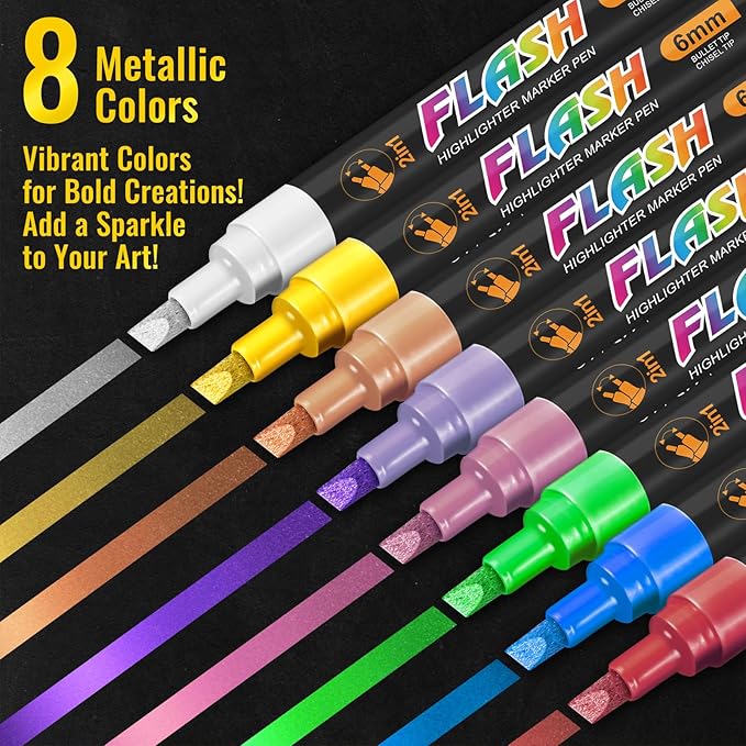 SFAIH Liquid Chalk Markers [1-Second Wet Wipe] - 6mm 30 Colors [Neon+Pastel+Metallic], No Residue, Zero Dust Chalkboard Markers for Whiteboard, Windows, Glass, Signs, With Highlighter Color Marker