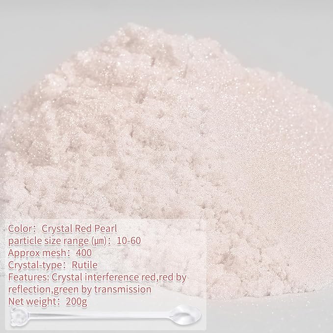 Mica Powder,7.05OZ（200g）,Crystal Red Pearl Mica Powder Pigment for Epoxy Resin，Lip Gloss，Car Paint，Dye，Soap Making，Nail Polish,Epoxy Resin,Candle Making,Bath Bombs