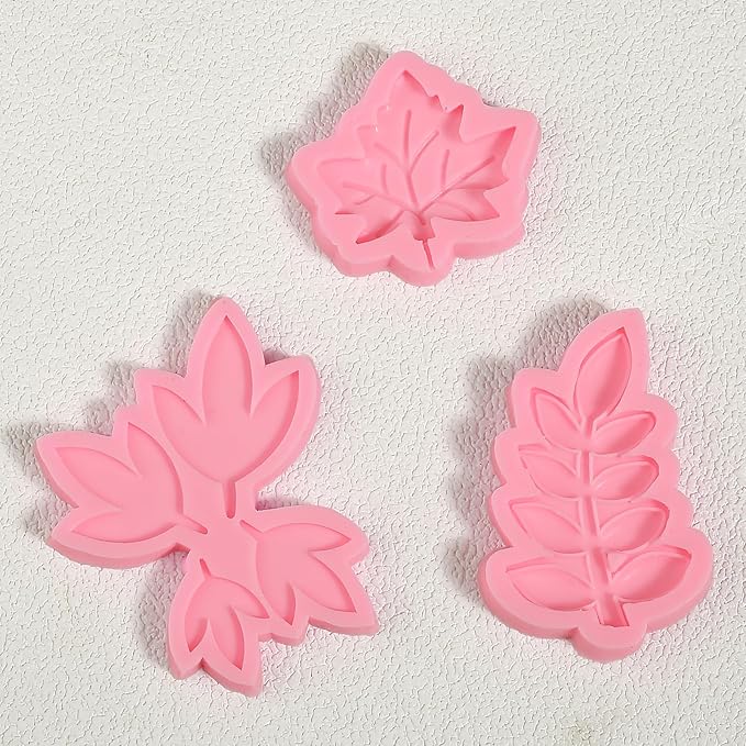 3 Pcs Maple Leaf Silicone Molds, Fern Leaf Chocolate Fondant Molds for Wedding Cake Decorations, Candy, Cookies, Dough, Resin Crafts, Plaster, Modeling Clay, Reusable Kitchen Baking Supplies