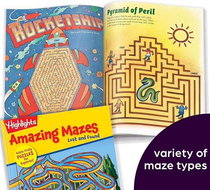Highlights for Children Amazing Mazes Expert Maze Books for Kids Ages 6 and Up, 144 Pages, 2-Pack of Activity Books for Kids, Screen Free Fun and Challenging Mazes