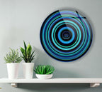My Photostation.com 10''(25cm) Diameter Blue and Green Round Glass Wall Art Tempered Glass Printing Wall Decor Large Wall Art Wall Hangings
