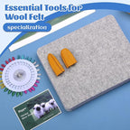WONVOC Needle Felting Mat, Needle Felting Tools, 8''x10''x1'' Natural Felting Wool Mat, Felting Pad, Needle Felting Supplies, with Finger Cots and 30 Straight Pins, Felt Pad for Making Felting Crafts