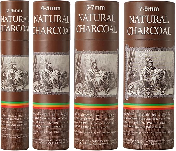 100 PCS Willow Charcoal Sticks, Ideal for Artists, Beginners, Students, Perfect for Sketching, Drawing, Shading, and Fine Art, 5.7 Inches Long, 2-4*25,4-5*25,5-7*25,7-9*25 (2-4,4-5,5-7,7-9)