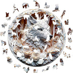 Wooden Puzzles Adults, 3D Wolf Wooden Puzzles 200 Pieces, Unique Animal Shaped Wood Challenging Jigsaw Puzzles Gifts for Adults, 11.4x11.4in