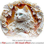 Wooden Puzzles Adults, 3D Cute Cat Wooden Puzzles 200 Pieces, Unique Animal Shaped Wood Challenging Jigsaw Puzzles Gifts for Adults, 11.4x11.4in