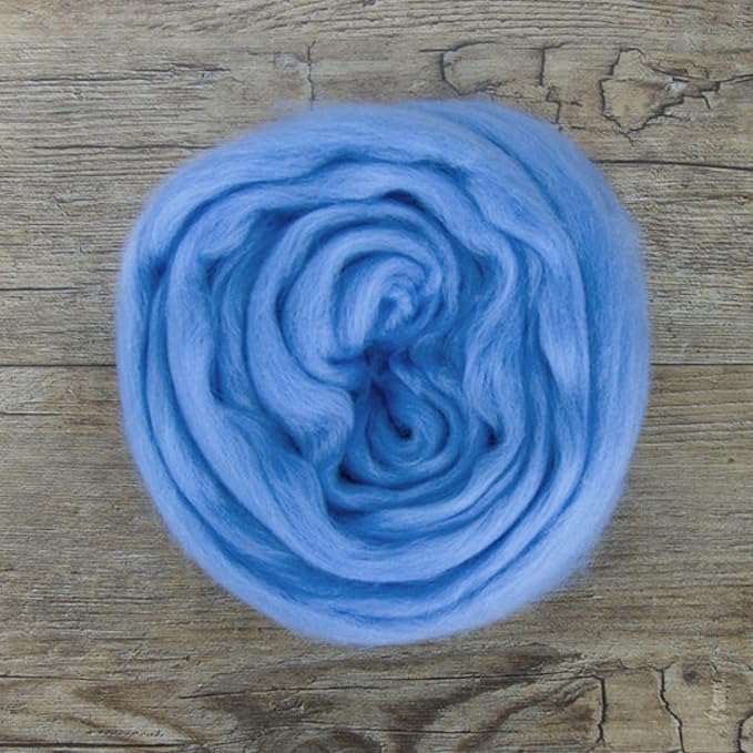 Revolution Fibers Merino Wool Combed Top | 1 lb Premium Wool Roving | 22 Micron, Best Merino Wool for Spinning, Tapestry, Needle Felting, Big Yarn Roving and Wall Hangings (Sky Blue)