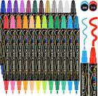 Betem 24 Colors Dual Tip Acrylic Paint Pens Markers, Premium Acrylic Paint Pens for Halloween Decorations, Wood, Canvas, Stone, Rock Painting, Glass, Ceramic Surfaces, Pumpkin Painting Kit DIY Crafts