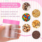 SATINIOR 12 Pack 8 oz Plastic Container Jars with Lids Round Clear Travel Cosmetic Container Slime Jars for Toiletries, Lotion, Cream, Ointments, Makeup, Rhinestone, Samples, Kitchen Storage(Pink)