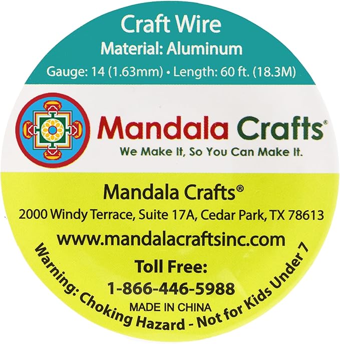 Mandala Crafts 14 Gauge Anodized Aluminum Craft Wire for Jewelry Making - 60 FT Colored Flexible Pink Wire - Bendable for Bonsai Armature Crafting Sculpting