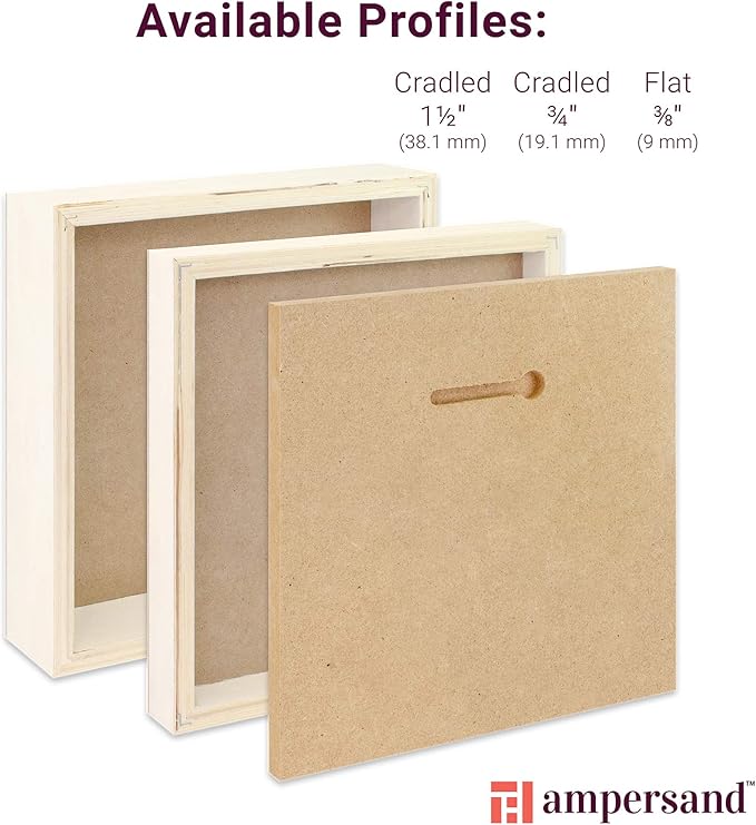 Ampersand Art Supply Wood Gesso Art Painting Panel: Canvas Texture, 3/4 Inch Cradle, 6" x 6"