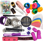 Hand Sewing Complete Kit | Featuring THIK-Grip Thimble [3 Sizes] | Including Needles (105) - Fabric Clips (10) - Pins (100) & Many More Supplies