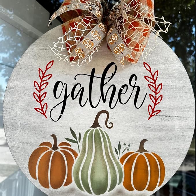 Fall Stencils for Painting on Wood Pumpkin Stencil Fall Leaves Maple Half Round Hello Fall Stencils for Door Mats Porch Hanger Decor