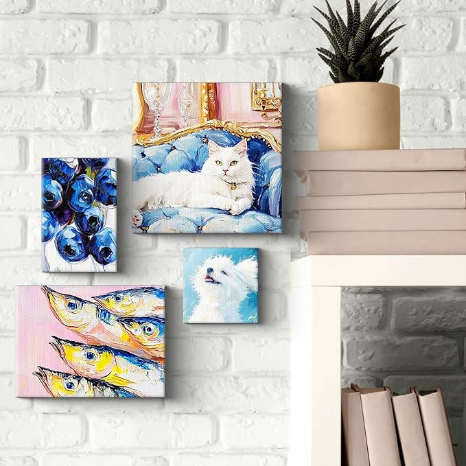 PHOENIX 4x4 Inch 8 Pack Artist Canvas - Small Square Stretched Canvases for Painting - 3/4 Inch Profile, 100% Cotton 11 Oz. Gesso Primed White Blank Professional Canvas Oil & Acrylic Paints