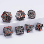 Metal Dice Set DND,Metallic Glitter Stripes D&D Dice Set,7 PCS Polyhedral Dice Set with Gift Case for Dungeons and Dragons Tabletop Game(Black Nickel Red)