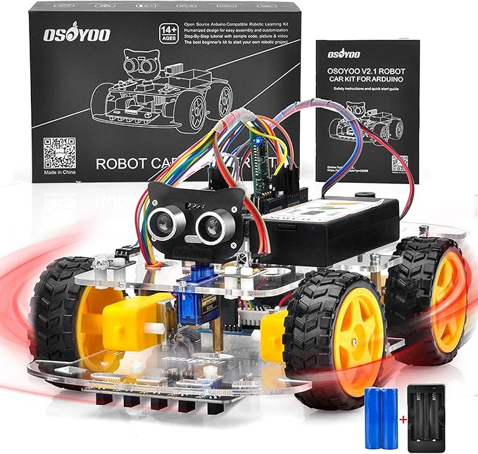 OSOYOO V2.1 Smart IOT Robot Car Kit for Arduino - Early STEM Education for Beginner and Teenager – Learn Circuit, Sensor - Get Hands-on Experience on Programming, Electronics Assembling, Robotics