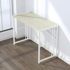 40 inch Folding Desk, Writing Gaming Computer Camping Desk, No Assembly Required Home Office Table, Natural and White