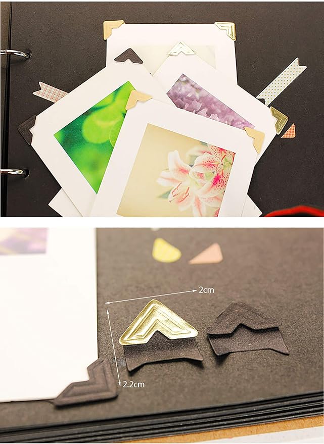 10 Sheet (240-pack) Photo Corners Self Adhesive Photo Foto Corner Stickers for Scrapbooking Personal Journal (Style2-10sheet Gold)