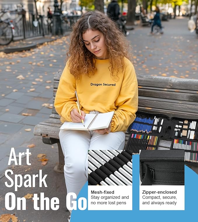 Cool Bank 106 Pack Art Supplies Sketching Kit with 3-Color Sketch Book, Coloring Book, Drawing Pencils with Graphite Colored Charcoal Watercolor & Metallic Pencils, Art Kit Gifts for Artist Adults Kid