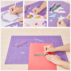 HEADLEY TOOLS 18"x24" Thickened Self Healing Cutting Mat, A2 Rotary Cutting Sewing Mat for Crafts, Double Sided 5-Ply Table Cutting Board for Fabric Quilting Patchwork Arts Hobby Project, Pink/Purple