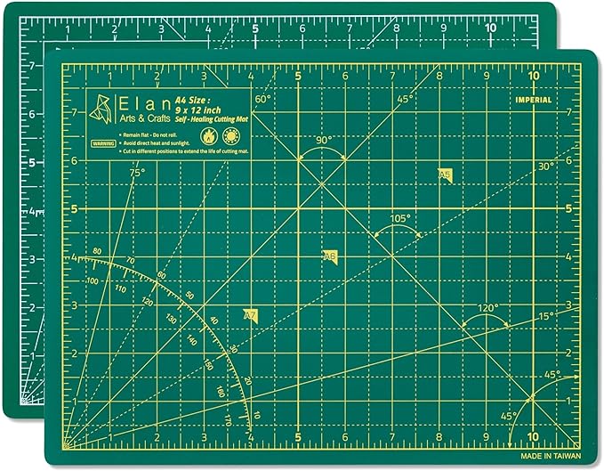 Elan Cutting Mat A4 Green, Self Healing Cutting Mat 9x12 Inch, 5-Ply Craft Board Green, Hobby Board for Crafts 9x12 Inch