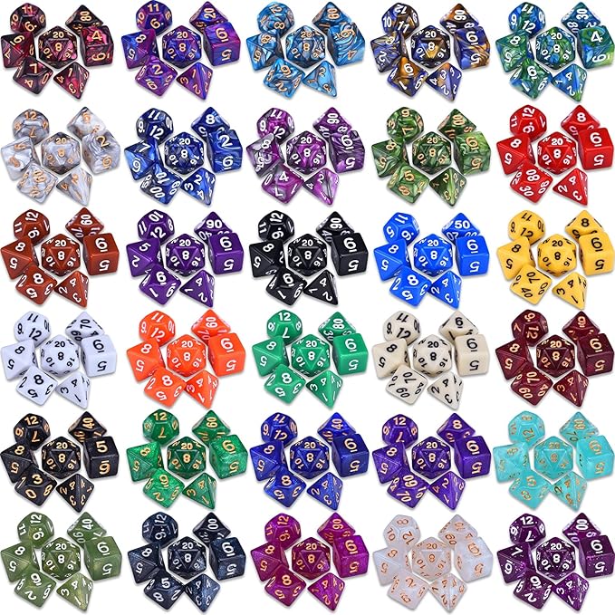 DND Dice Sets 30 x 7 (210pcs) Polyhedral RPG Dice for Dungeons and Dragons Tabletop Role Playing Adventure Games, with a Large Drawstring Bag