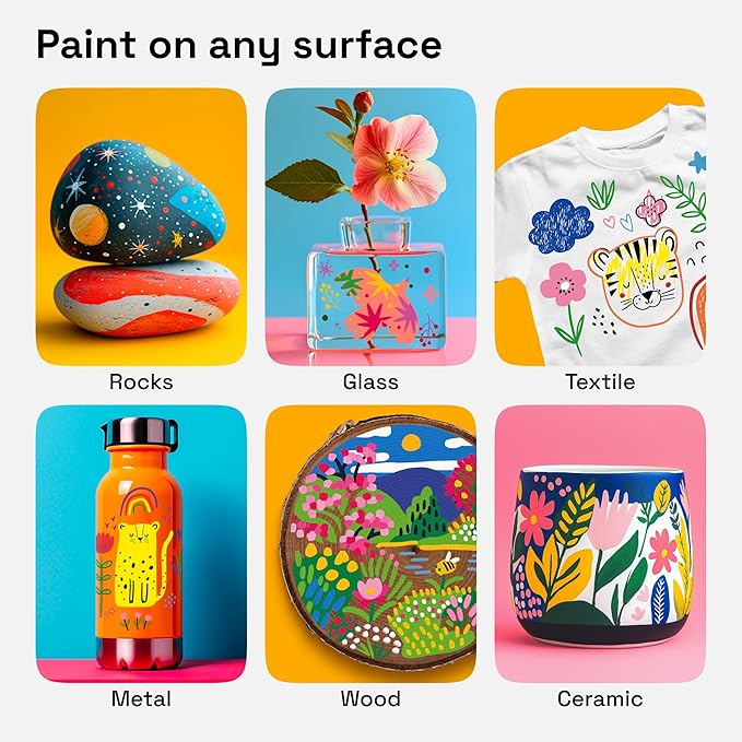 ARTISTRO Vibrant Acrylic Paint Markers for Rock, Fabric, Glass, Wood, Paper, Ceramic, Canvas & More - 48 Dual-Tip Paint Pens (Dot & Fine) - Quick Dry, Teacher Classrooms Must Have, Drawing Markers