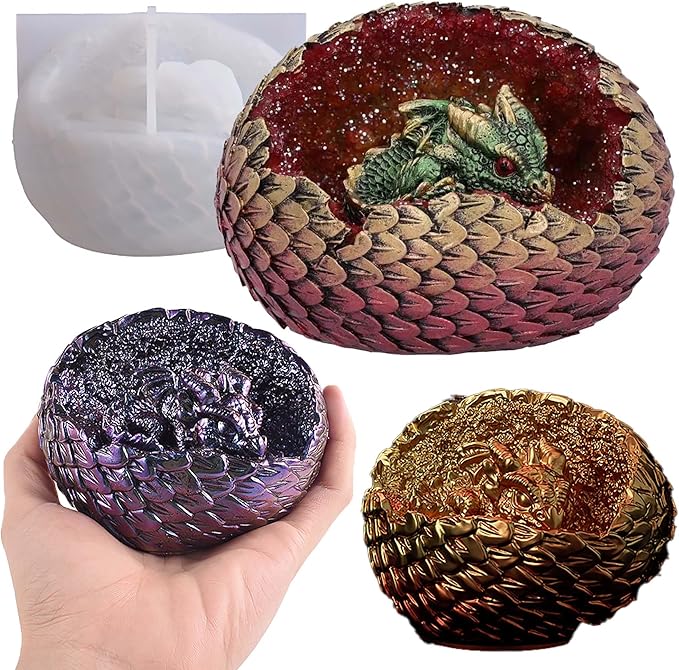 Dragon Egg Molds Dinosaur Resin Mold - Resin Casting Silicone Molds for Home Decor & Candle Making Wave Spiral Mold