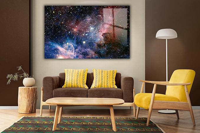 SpiritualHands Stunning Nebula Tempered Glass Wall Art Painting for Living Room, Tempered Glass Modern Prints Decor, Large Vivid Color Panel for Bedroom, Kitchen, or Office