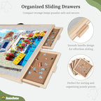 2000 Pieces 2-in-1 Tilting & Rotating Puzzle Board, 40.16"x28.5"Portable Puzzle Table with 4 Drawers & Cover