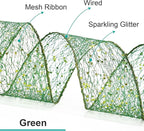 CT CRAFT LLC Sparkling Glitter Mesh Wired Ribbon 4" x 10 Yards Green for Christmas Home Decor Bow Gift Wrapping DIY Crafts Wreath