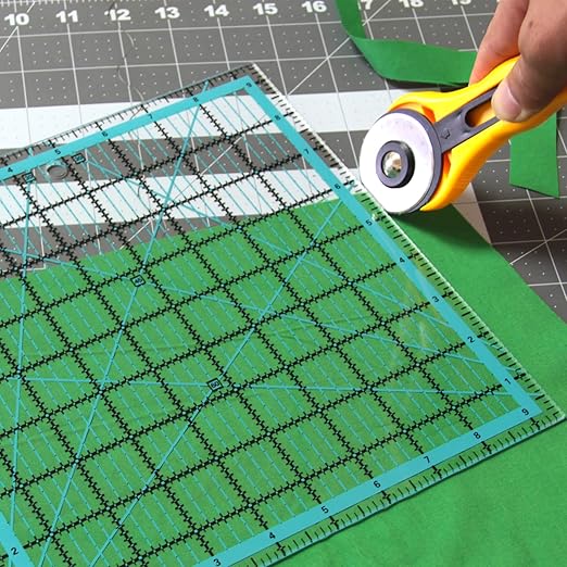 Quilting Rulers, Acrylic Quilt Ruler,4 Square Fabric Cutting Ruler (4.5""X4.5"", 6""X6"", 9.5""X9.5"", 12.5""X12.5""), Quilting Templates with Non Slip Rings. (Blue)