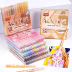 Guangna Acrylic Paint Markers 12 Colors, Skin Tone Series Set with Soft Brush Tip Water Based, Fine Tip Markers for Wood, Canvas, Rock Painting, Glass, Diy Crafts, Fabric Paint