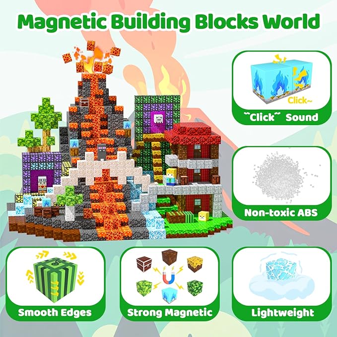 Magnetic Blocks, 150PCS Magnetic Building Blocks, Stacking Magnets for Kids, Sensory Toy for STEM Constructions Magnet Blocks for Boys Girls Age 3+, Christmas Birthday Gifts