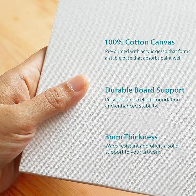 KEFF Canvas Boards for Painting - 10x10 18-Pack Bulk Canvas Panels, 100% Cotton Triple Primed Large Canvases for Art Painting Supplies, Acrylic, Oil, Watercolor & Tempera
